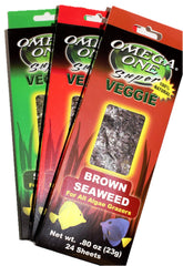 Omega One Super Veggie Seaweed green sheets provide a crunchy, nutritious snack for algae grazers.