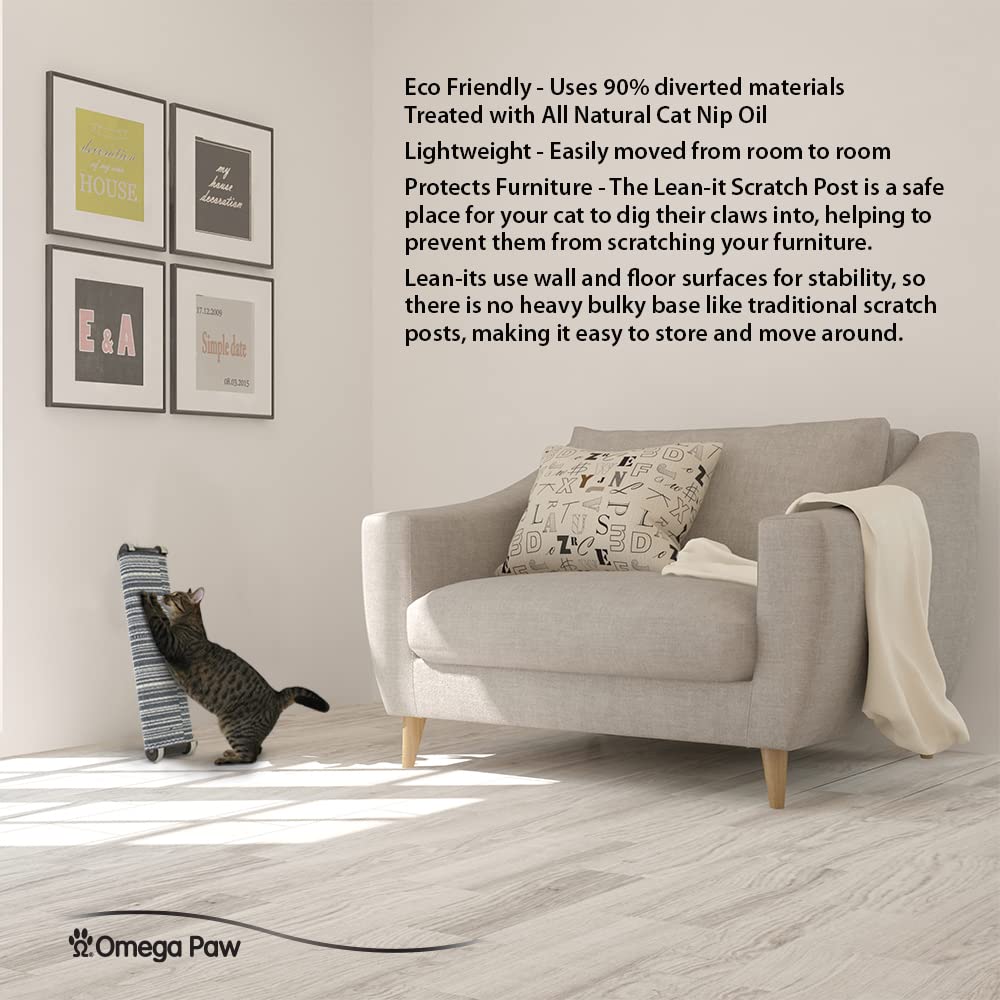 Omega Paw Lean-it Scratching Post wide 38in offers tall, stable scratching space.