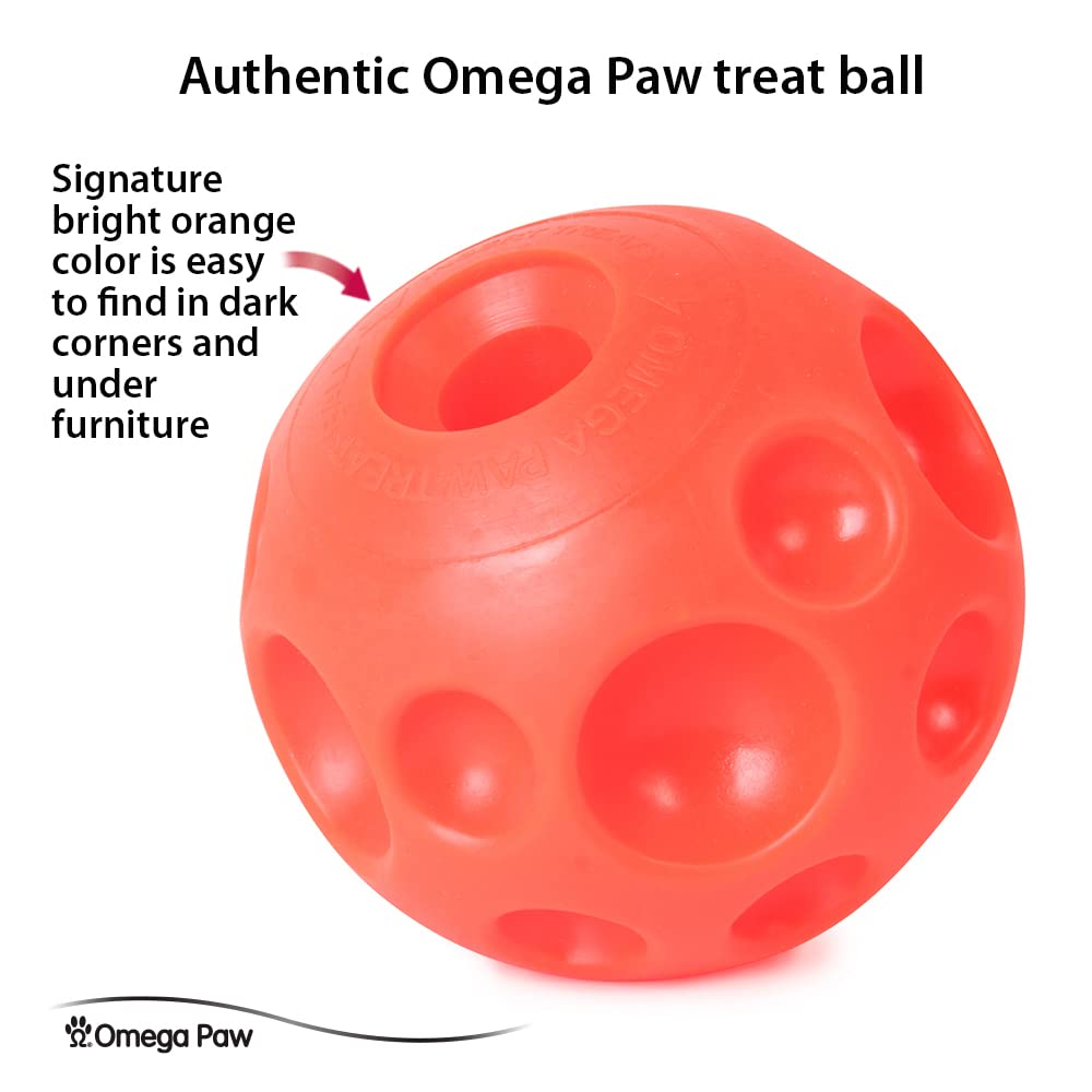 PAW PRINT Omega Paw Tricky Treat Ball Large soft orange vinyl for pet homes.