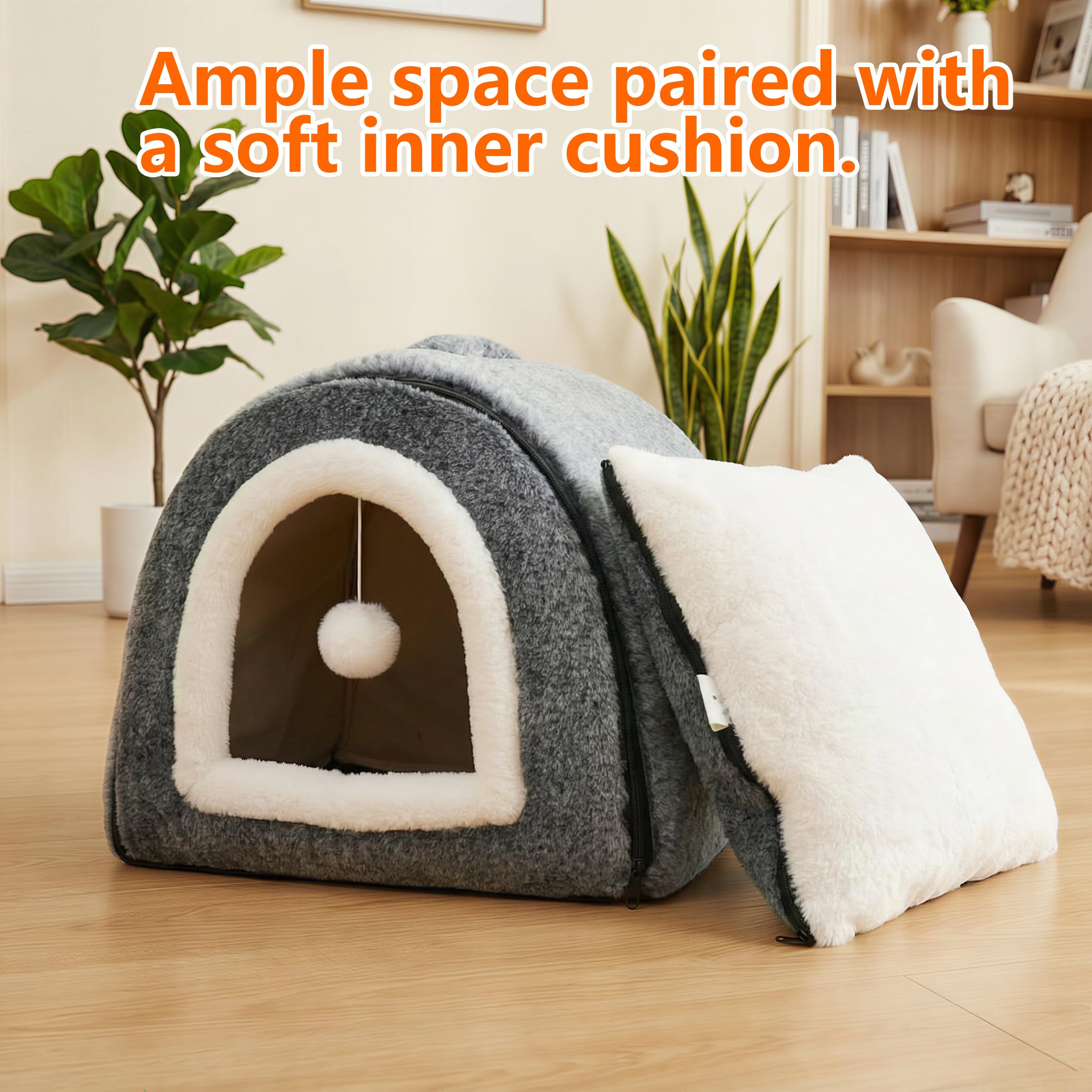 OMIVIER cat bed cover removable via zipper for quick washing