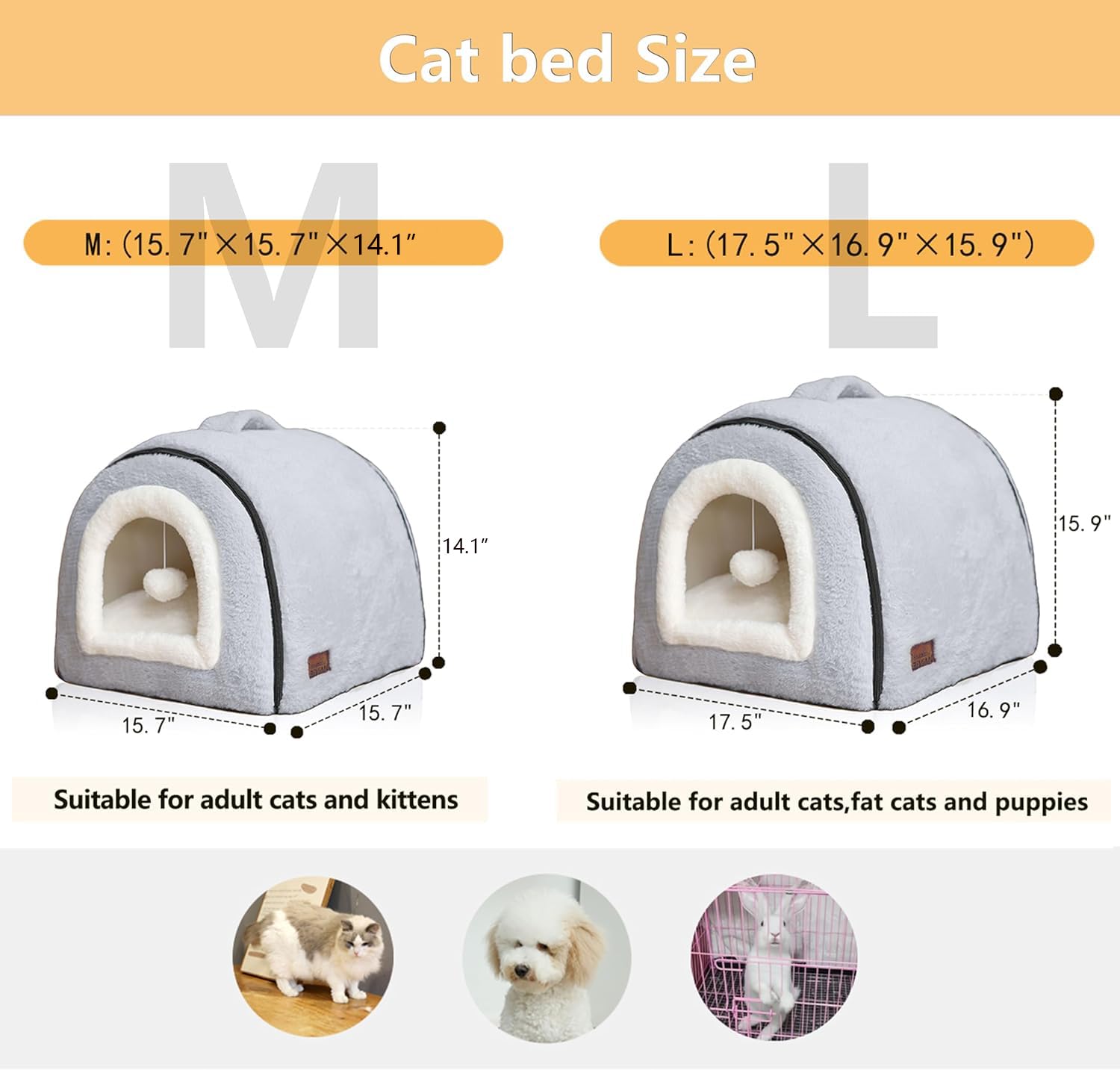 OMIVIER cat bed fold-flat convertible for easy storage