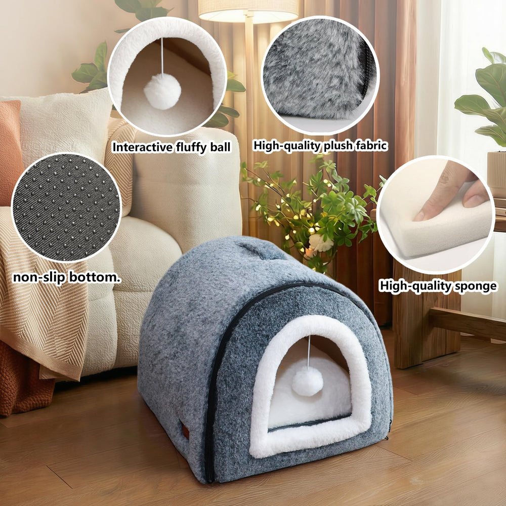 OMIVIER cat bed non-slip bottom stabilizing on smooth floors