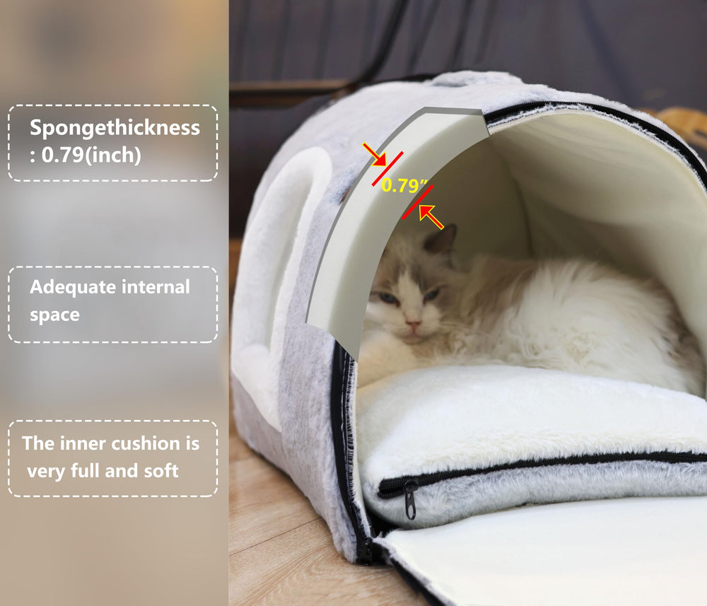 OMLIVLIES cat bed cave grey durable cover supports long-lasting use