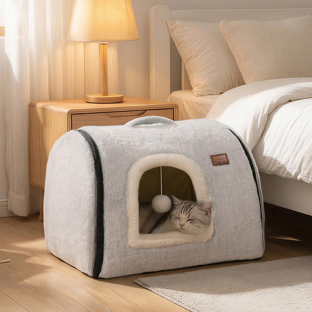 OMLIVLIES cat bed cave grey interior provides ample space for lounging and stretching