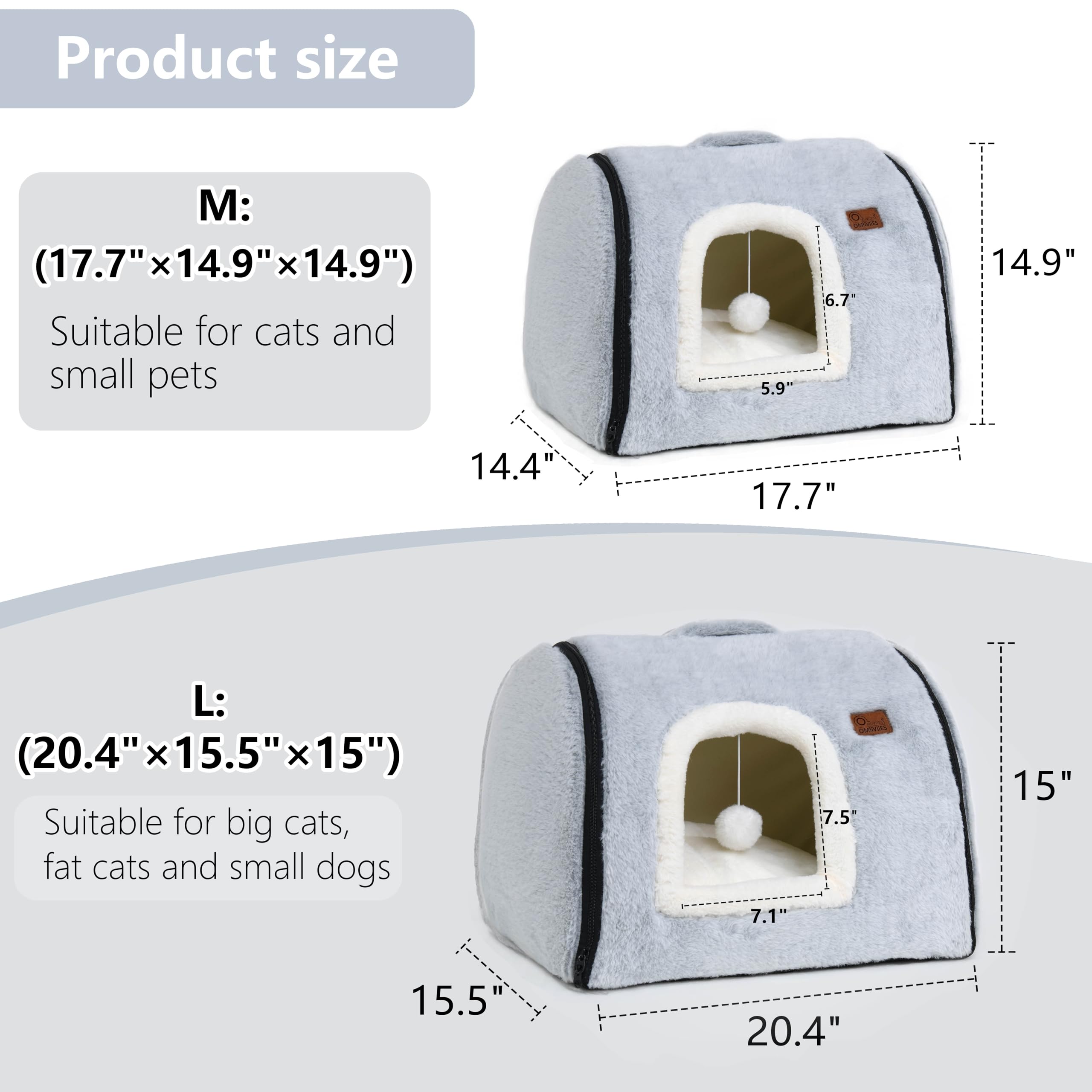OMLIVLIES cat bed cave grey room setup shows a cozy hideaway