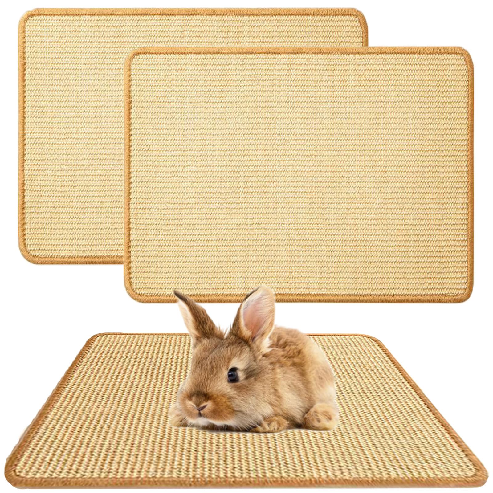Oncpcare rabbit scratch mat with natural sisal surface for safe chewing.
