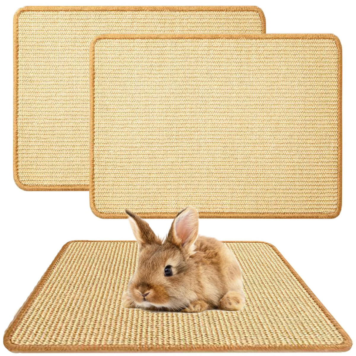 Oncpcare rabbit scratch mat with natural sisal surface for safe chewing.