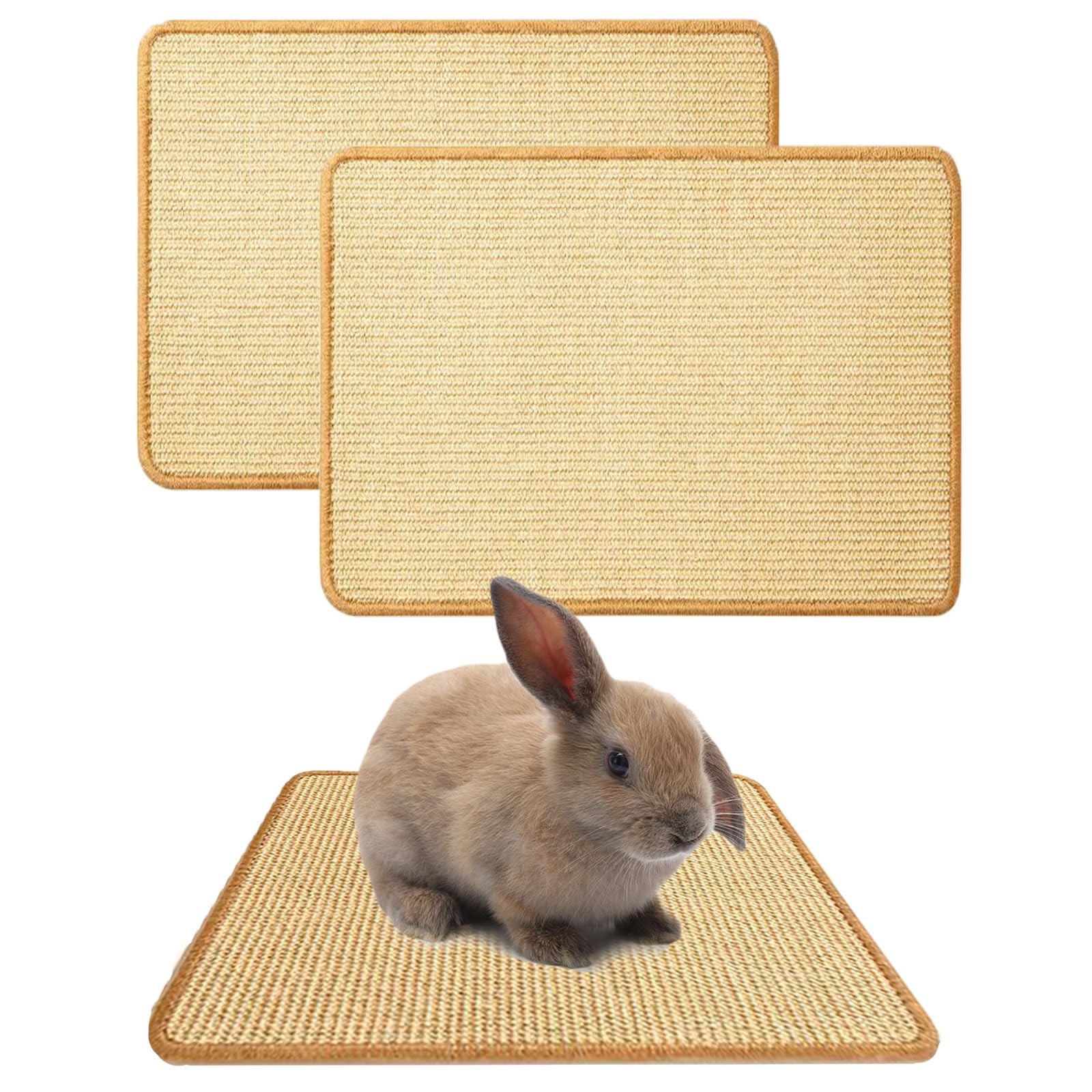 Oncpcare rabbit scratch mat closeup showing natural sisal fibers for healthy scratching