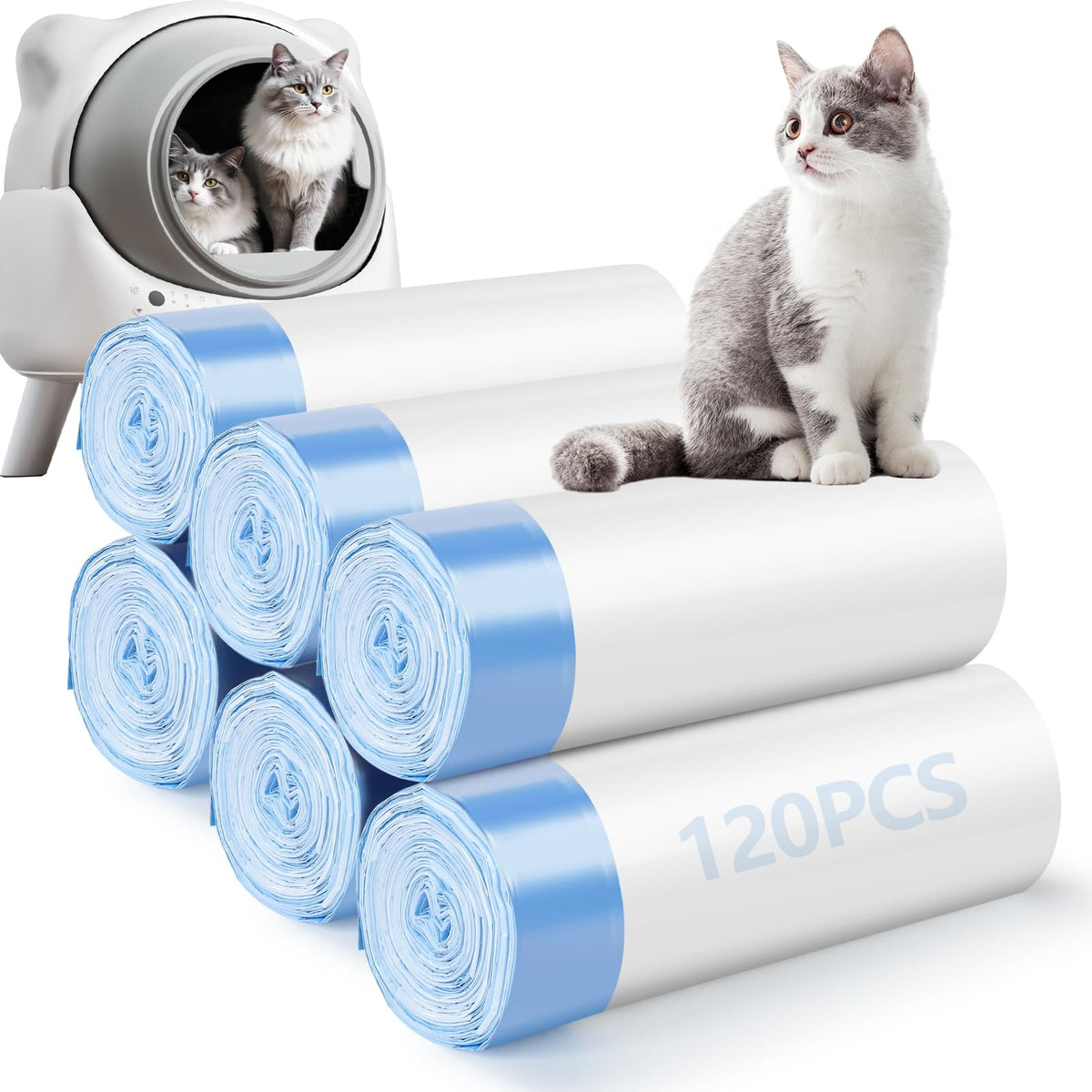 Ondware 120-pack litter bags on a roll for quick, mess-free bagging