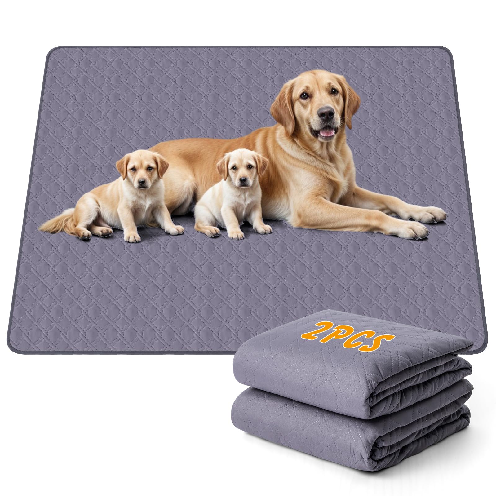 Ondware 60x48 inch washable pee pad protects floors with quick absorption and leakproof design.