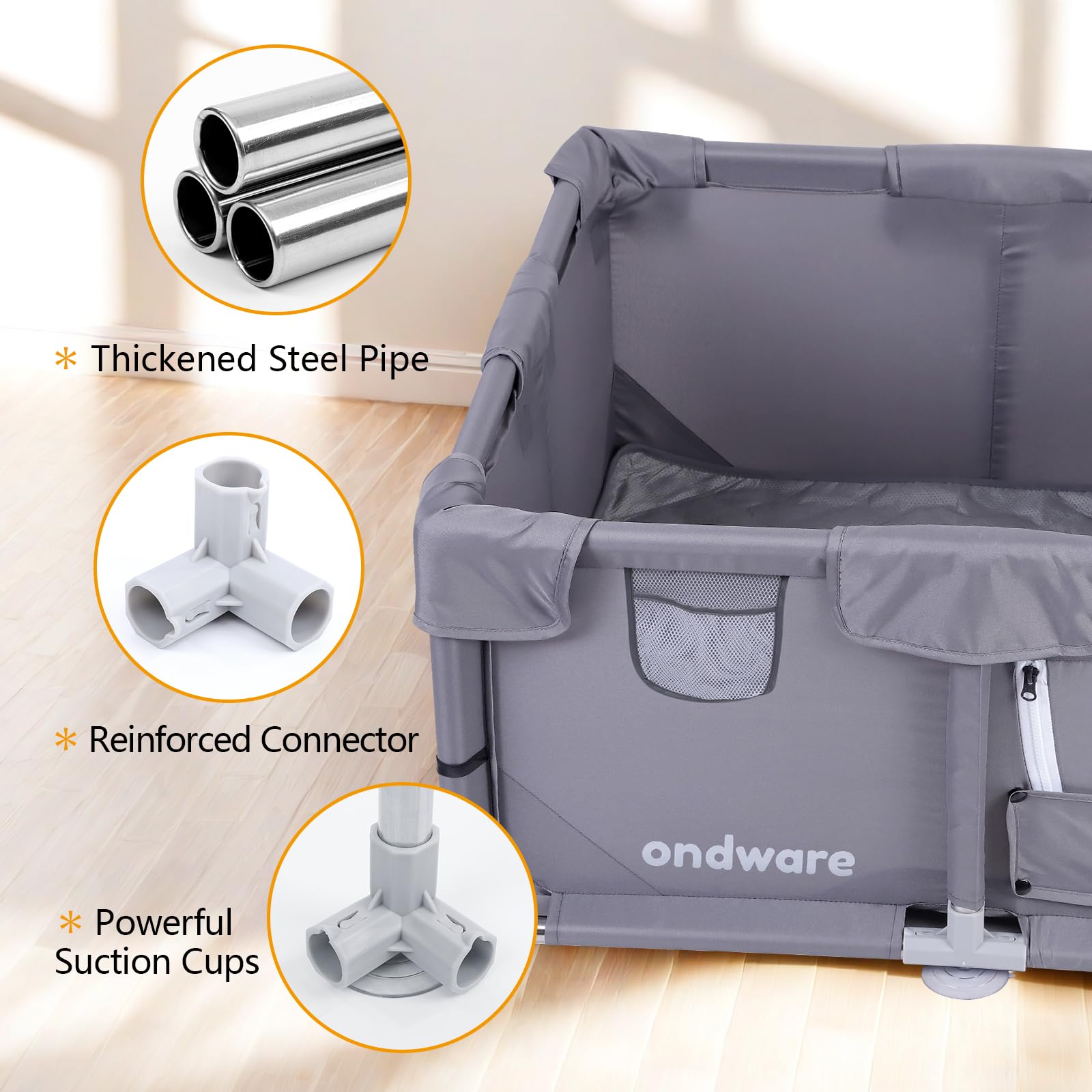 Ondware bottom suction cups provide stable grip and safety