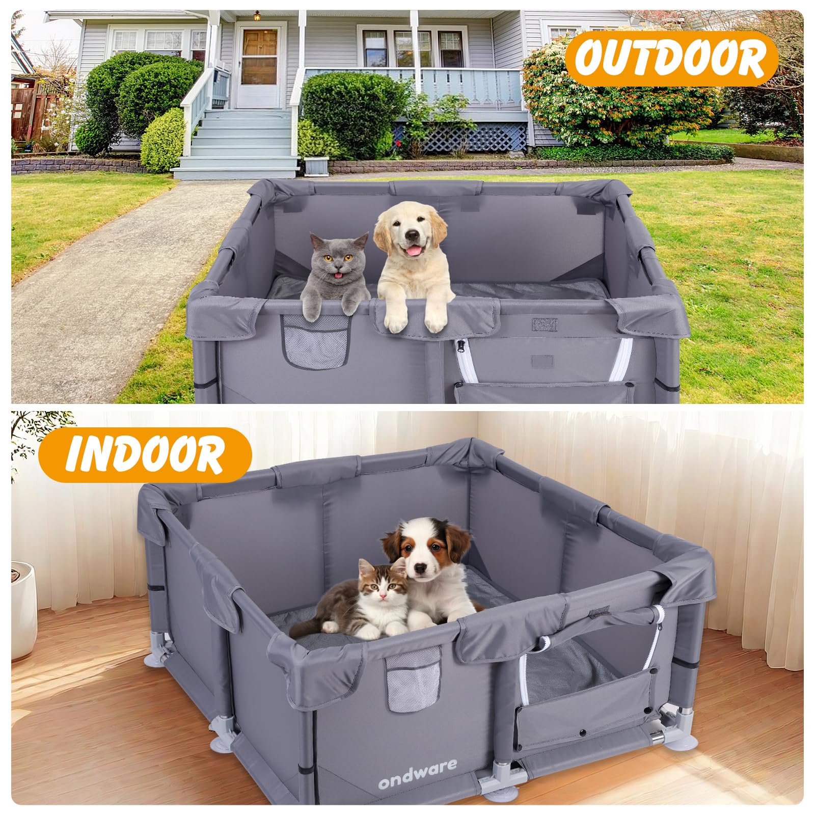 Ondware easy tool-free assembly for indoor or outdoor use