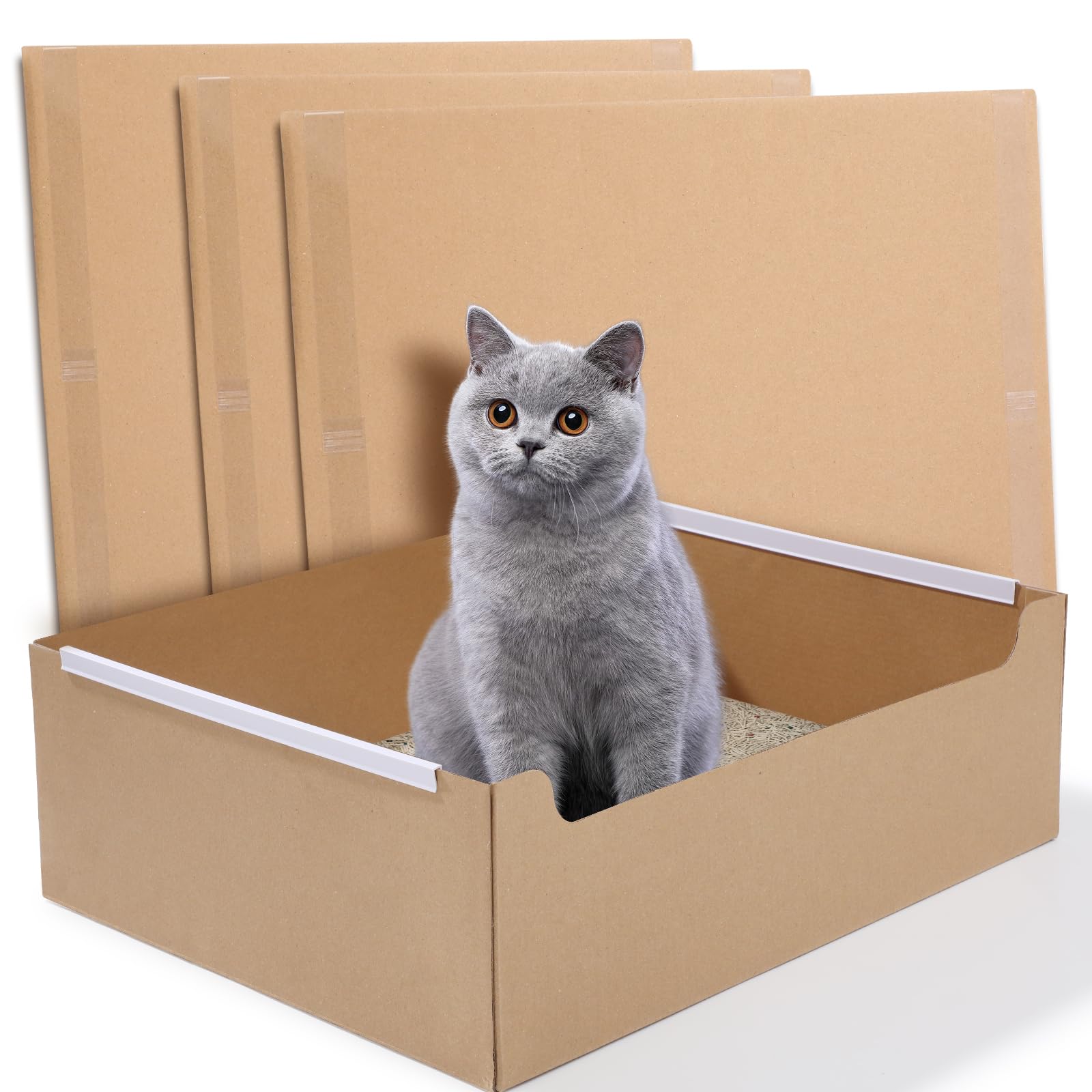 Ondware foldable litter box open, spacious design for large cats and multi-cat households