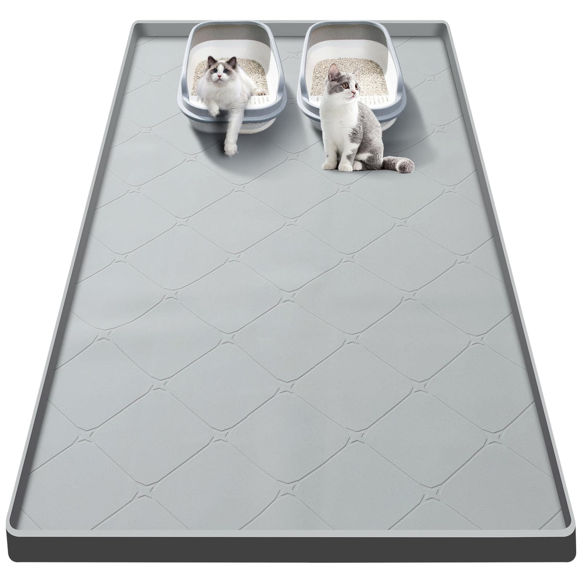 Ondware Large Cat Litter Mat shows expansive coverage to reduce litter scatter.