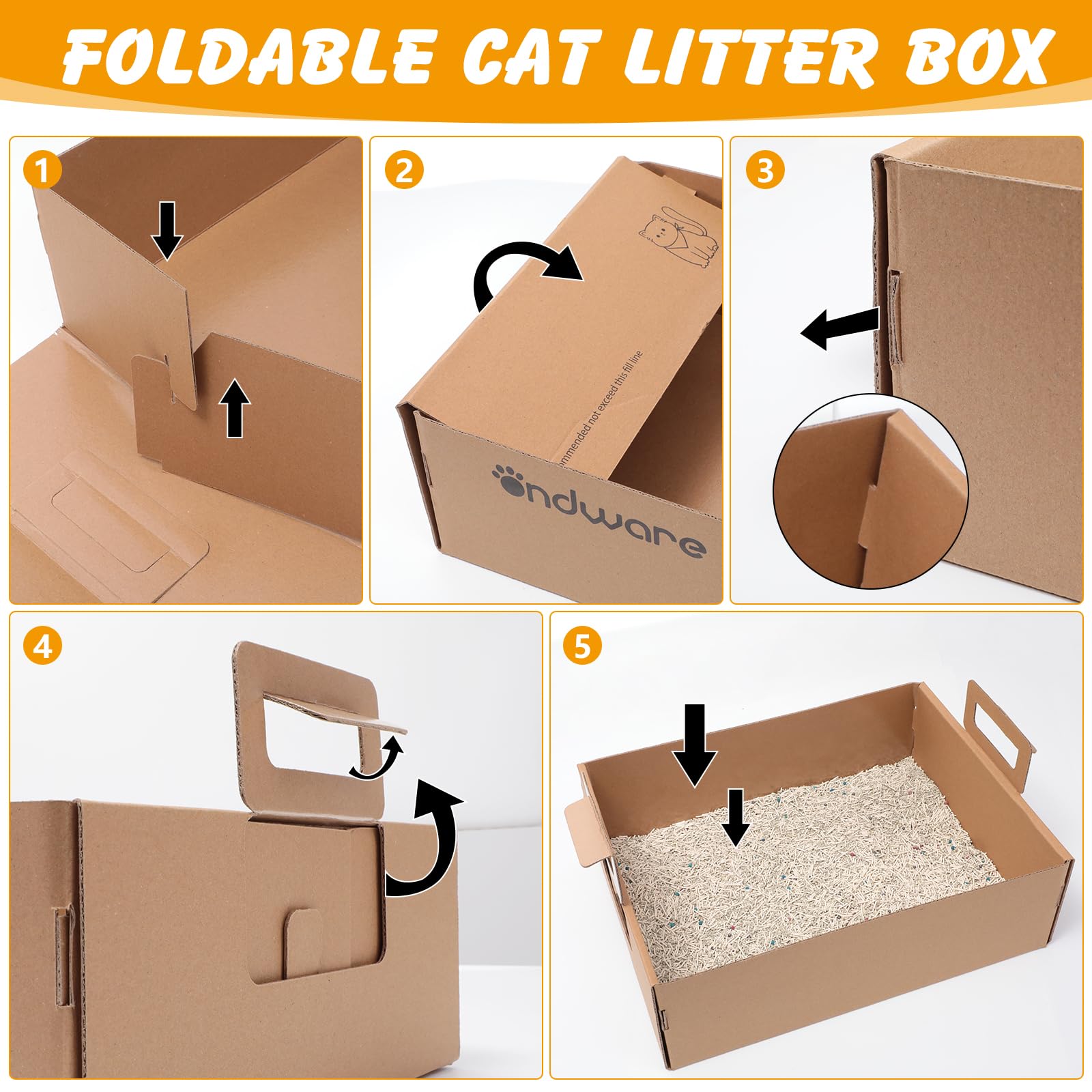 Ondware large-size cat litter box, spacious interior for bigger cats.