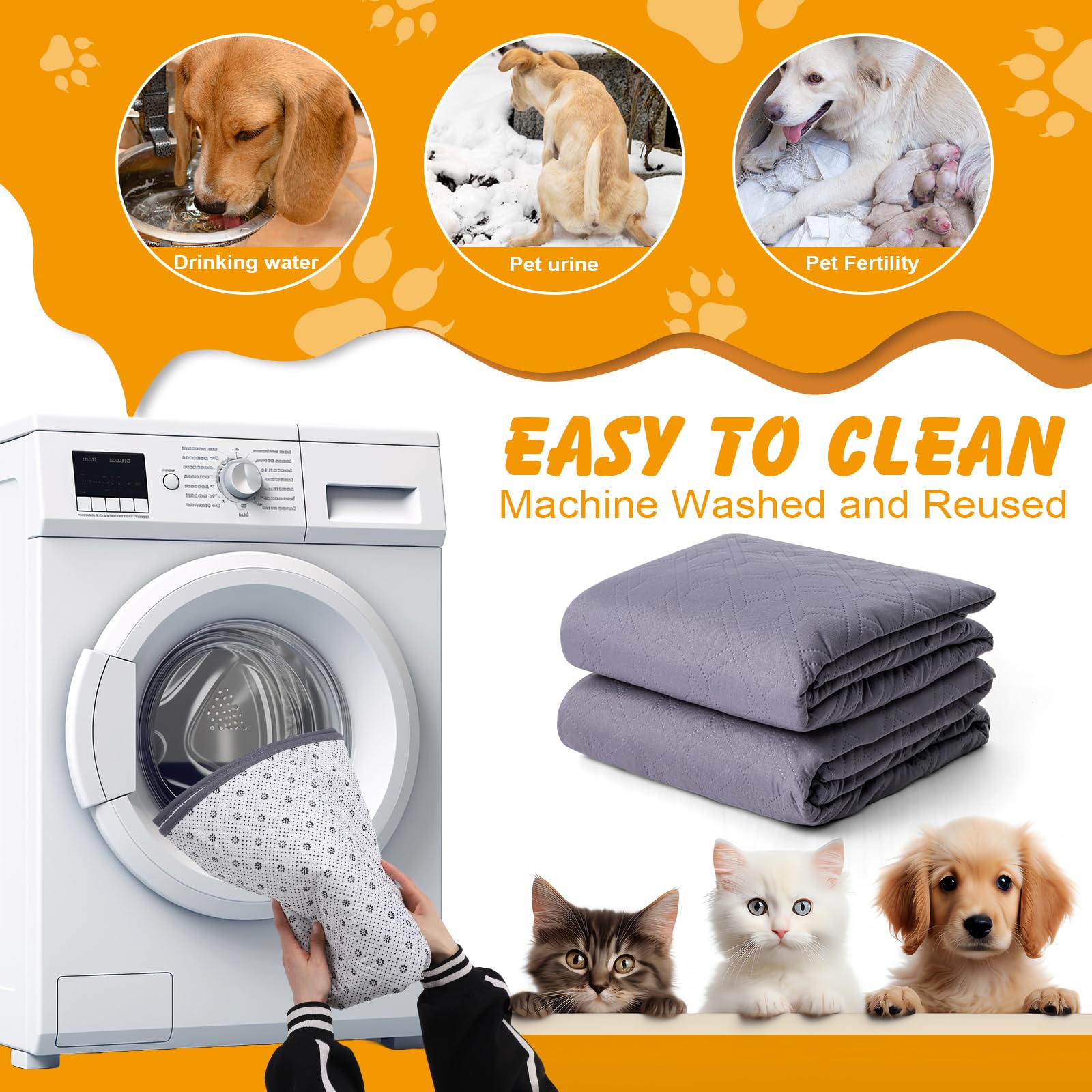 Ondware machine washable puppy pad offers long-term reuse and savings.