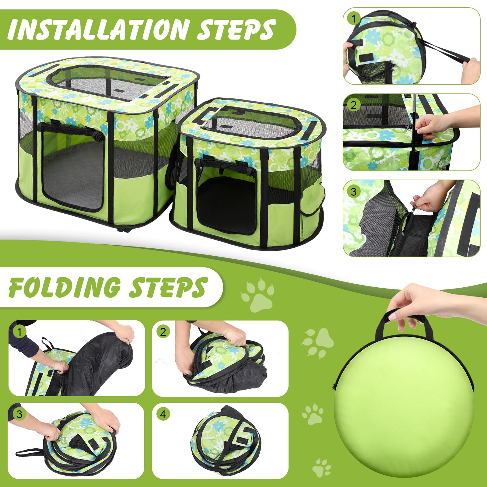 Ondware playpen side pockets store essentials during outings.