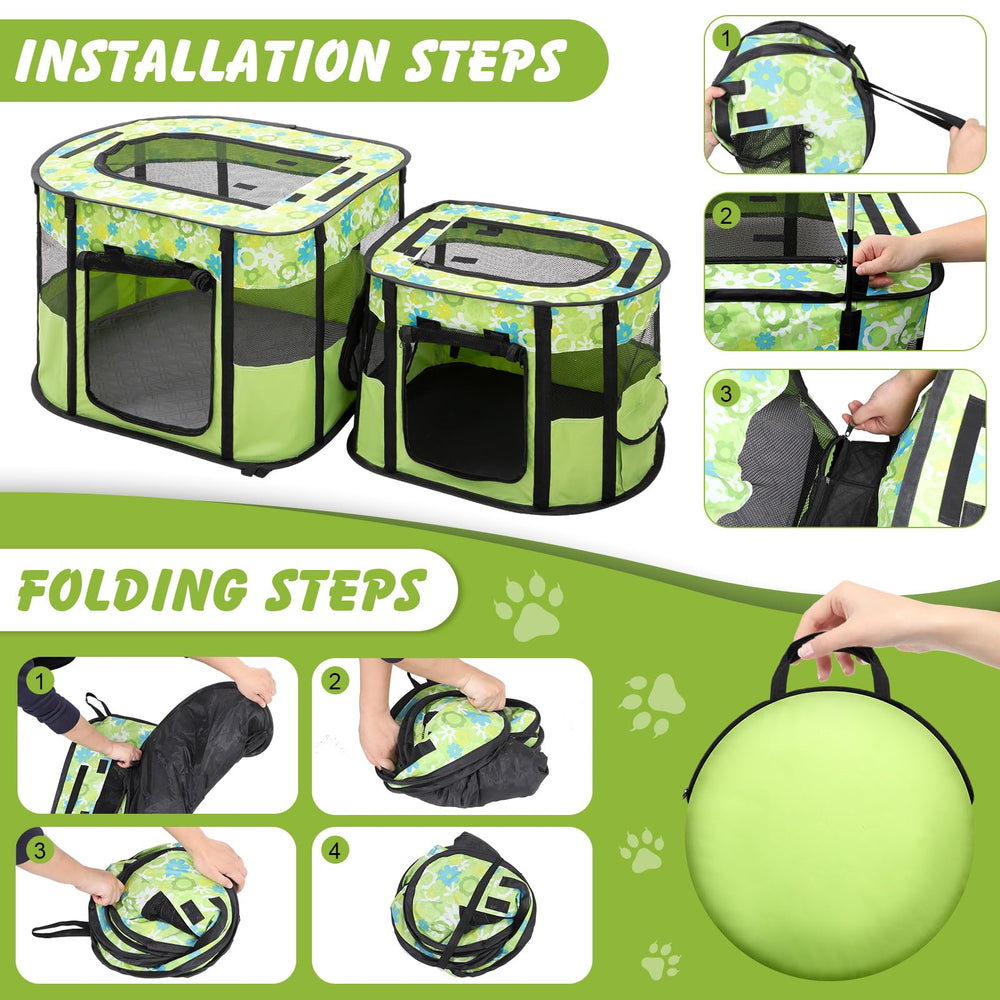 Ondware playpen side pockets store essentials during outings.
