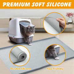 Ondware silicone cat litter mat in gray offers a soft paw-friendly surface.