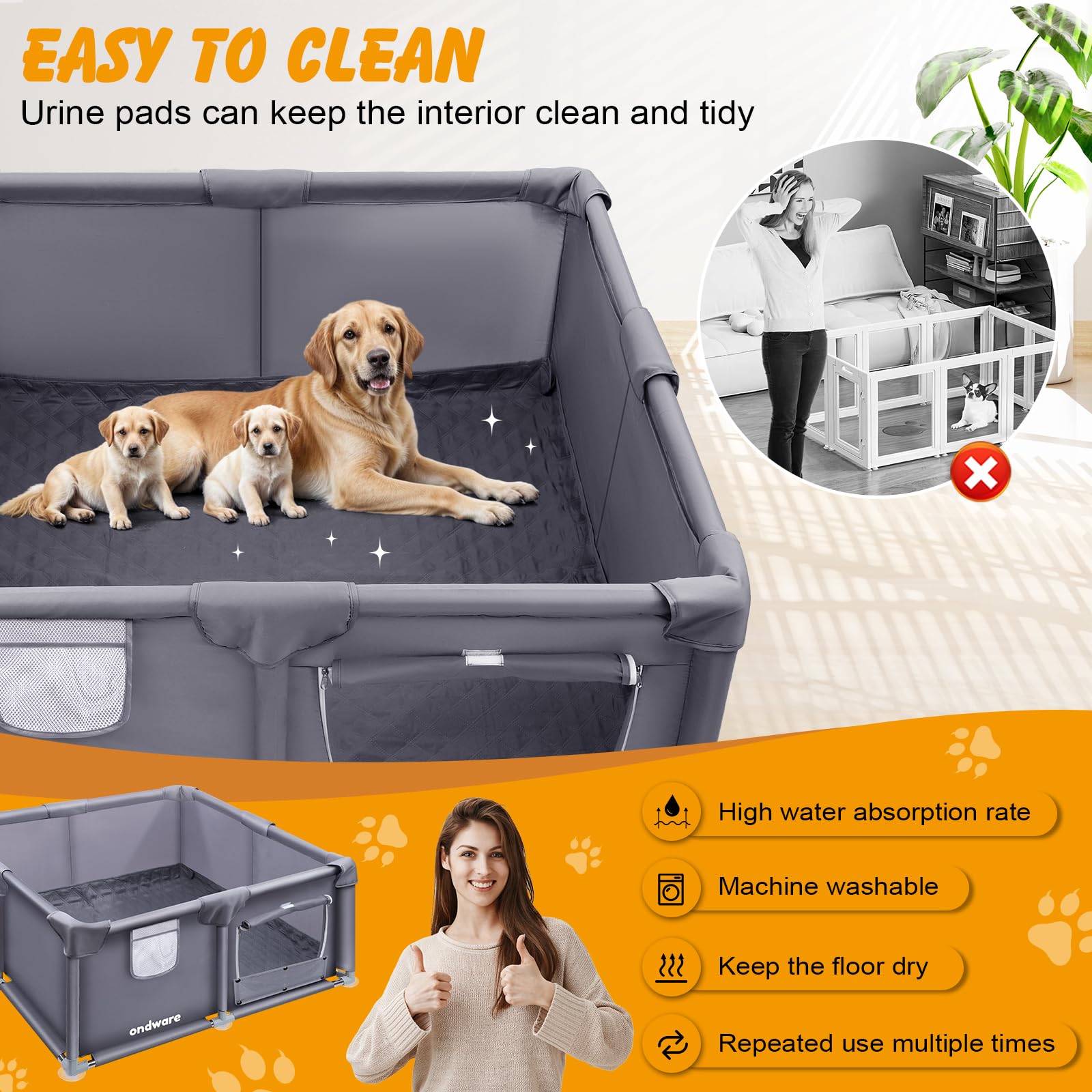ondware whelping box easy assembly for quick setup indoors or outdoors.
