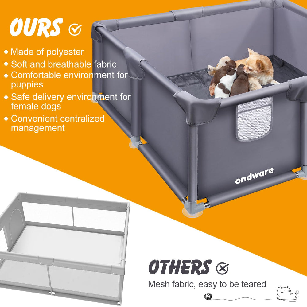 ondware whelping box sturdy design with strong suction cups prevents movement.