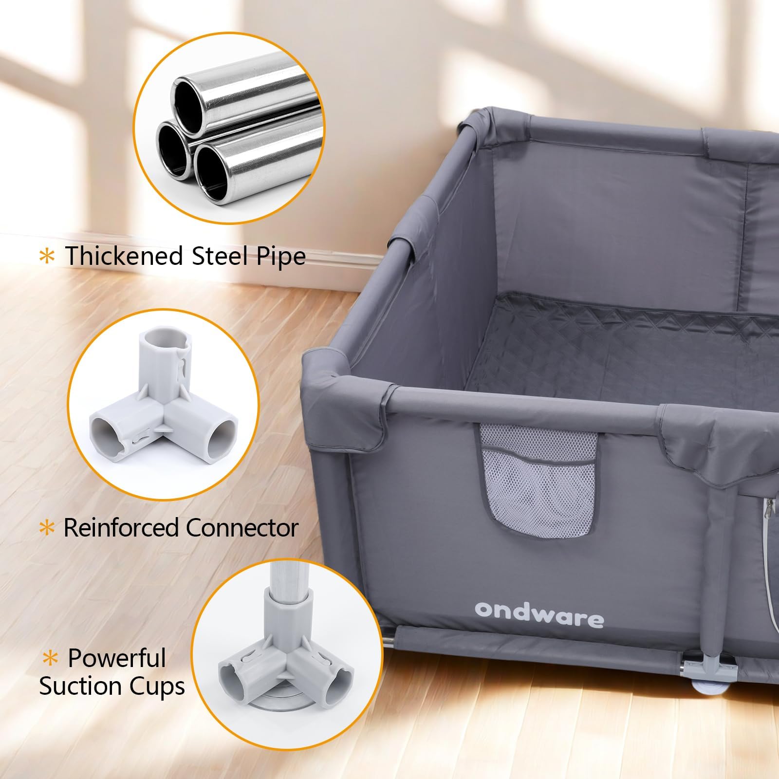 Waterproof whelping pad inside for clean, dry pups.