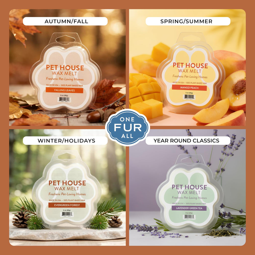 One Fur All vanilla sandalwood wax melt in a bathroom setting