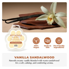 One Fur All paw-shaped wax melt in vanilla sandalwood for pet-friendly homes