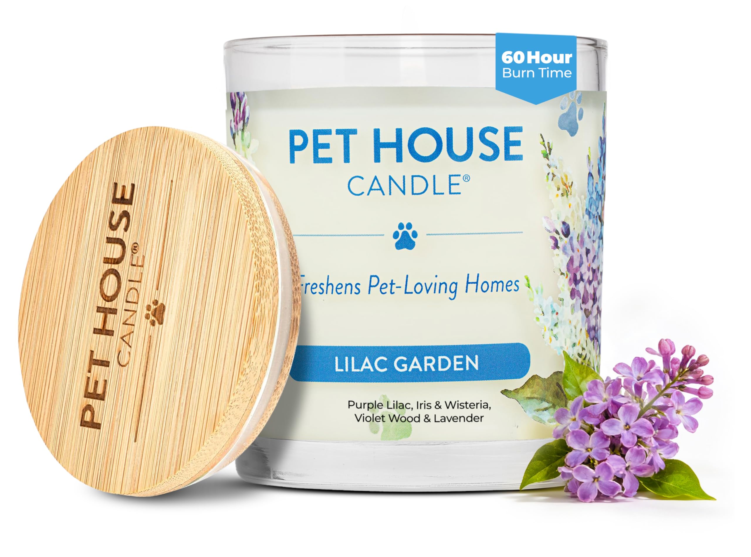 One Fur All Pet House Candle Lilac Garden product shot for fresh home fragrance