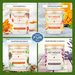 USA-made One Fur All candle label emphasizing domestic production and quality
