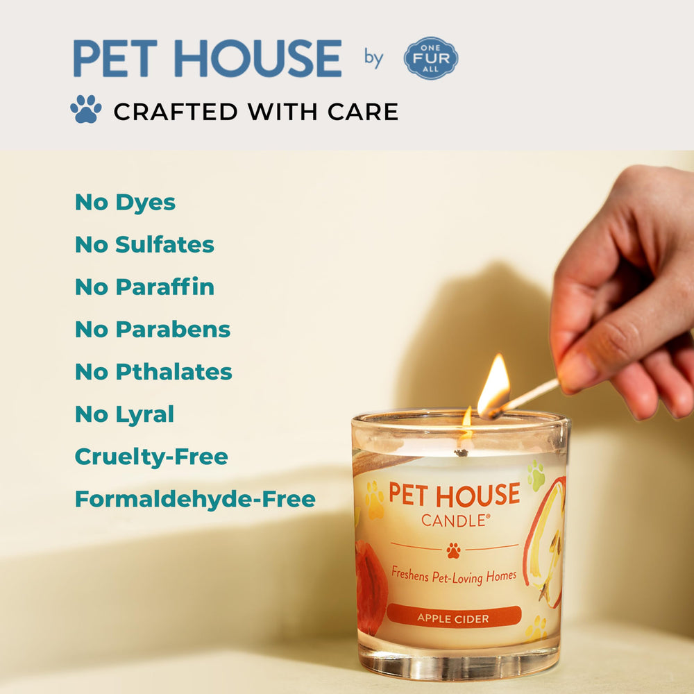 Cotton wick of One Fur All Mediterranean Sea candle ready for a steady burn