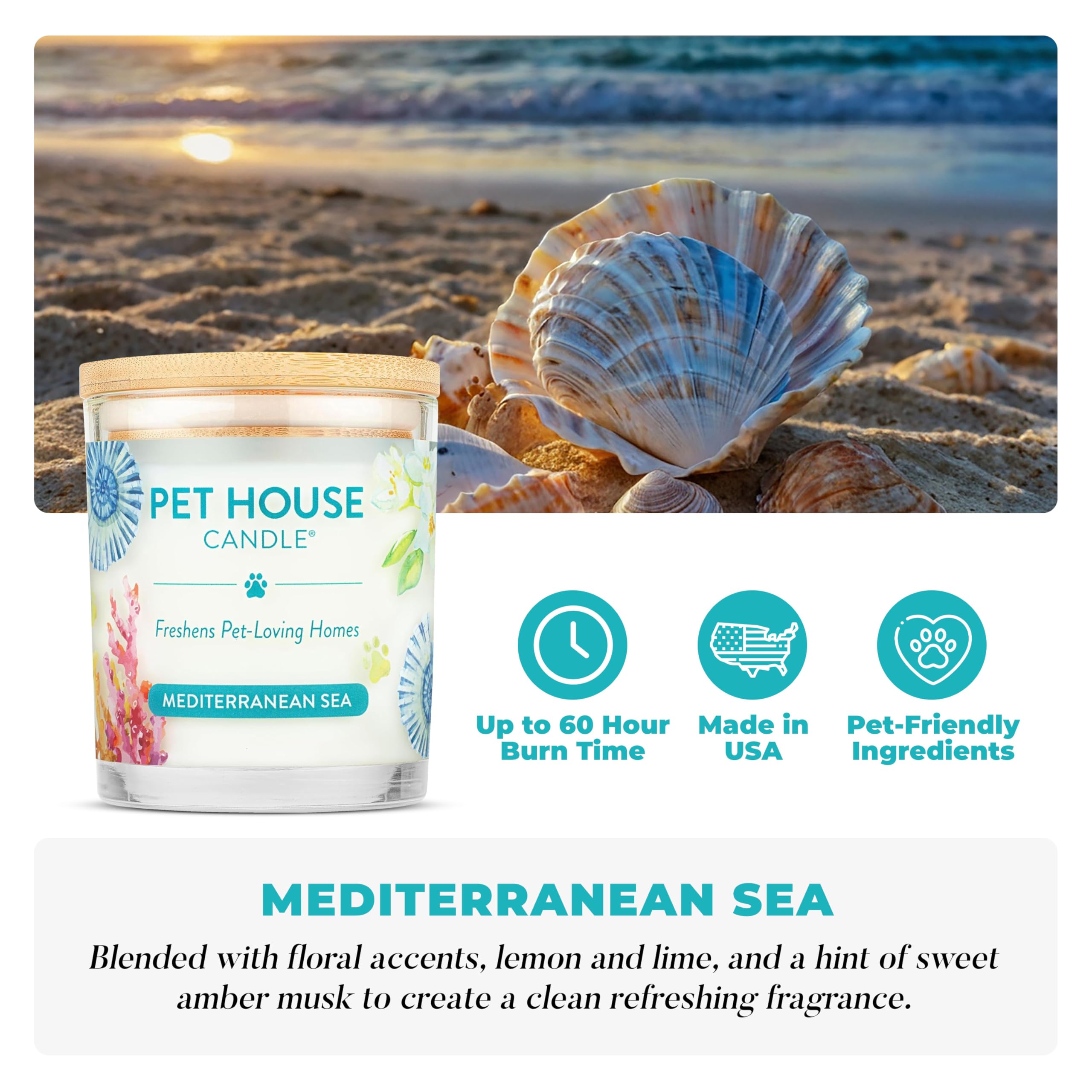 Closeup of soy wax from One Fur All Mediterranean Sea candle for clean burn
