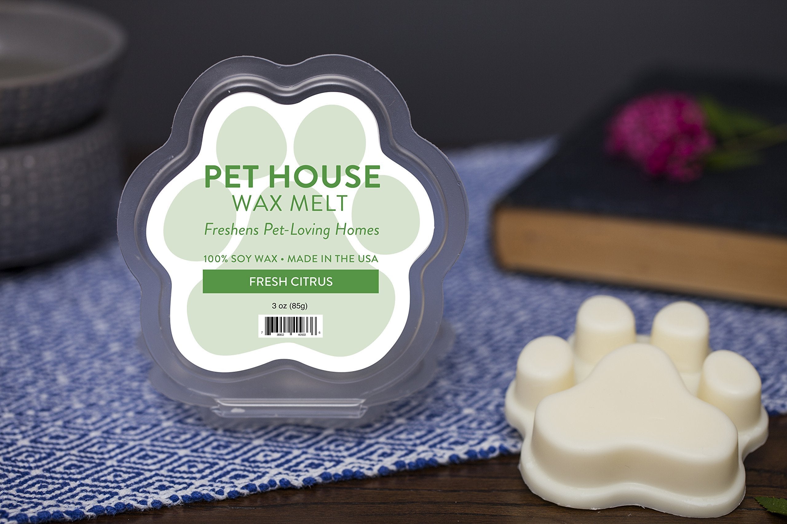 One Fur All Pet House Wax Melts paw-shaped tarts ready to melt in your warmer.