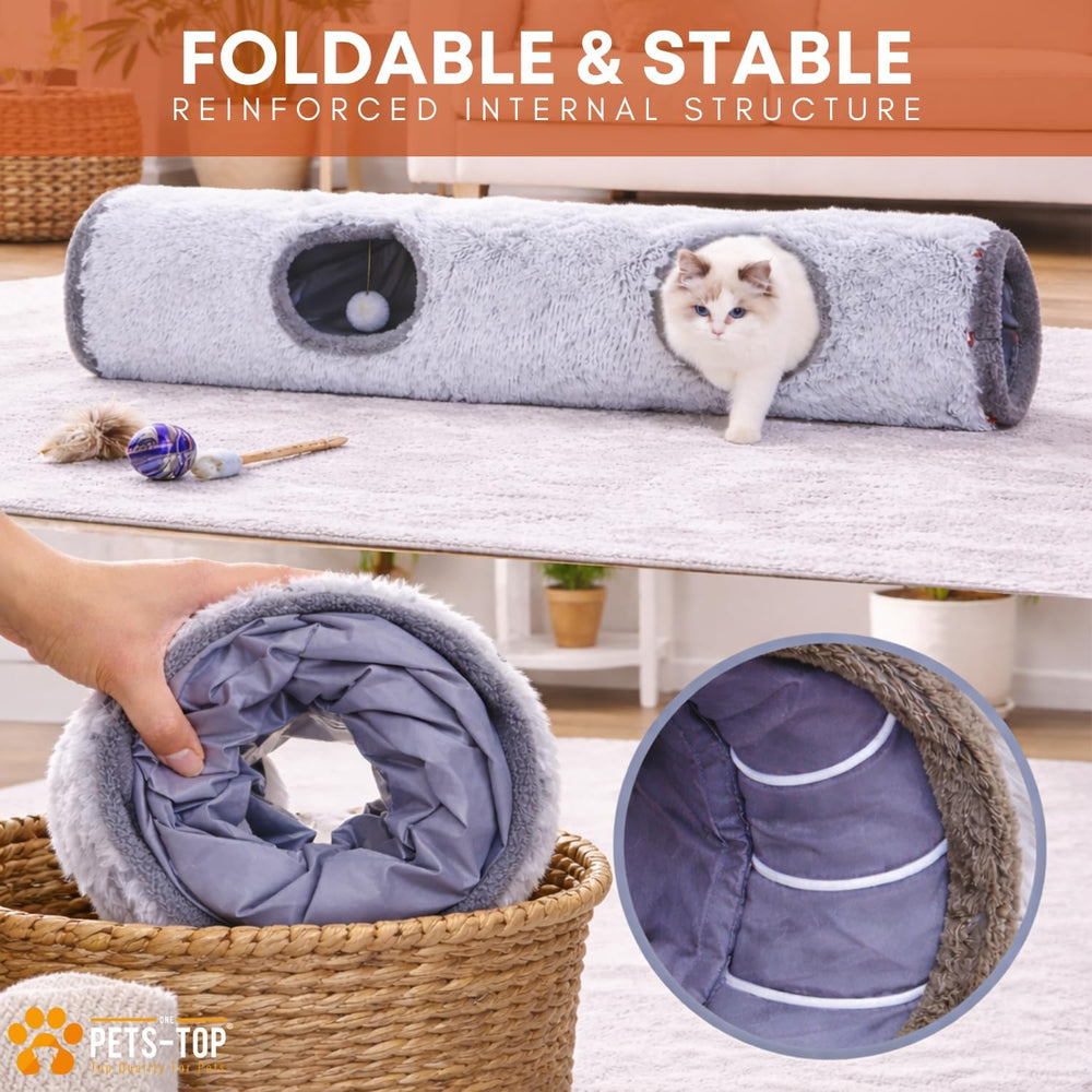 One PETS-TOP cat tunnel with foldable design for easy storage.