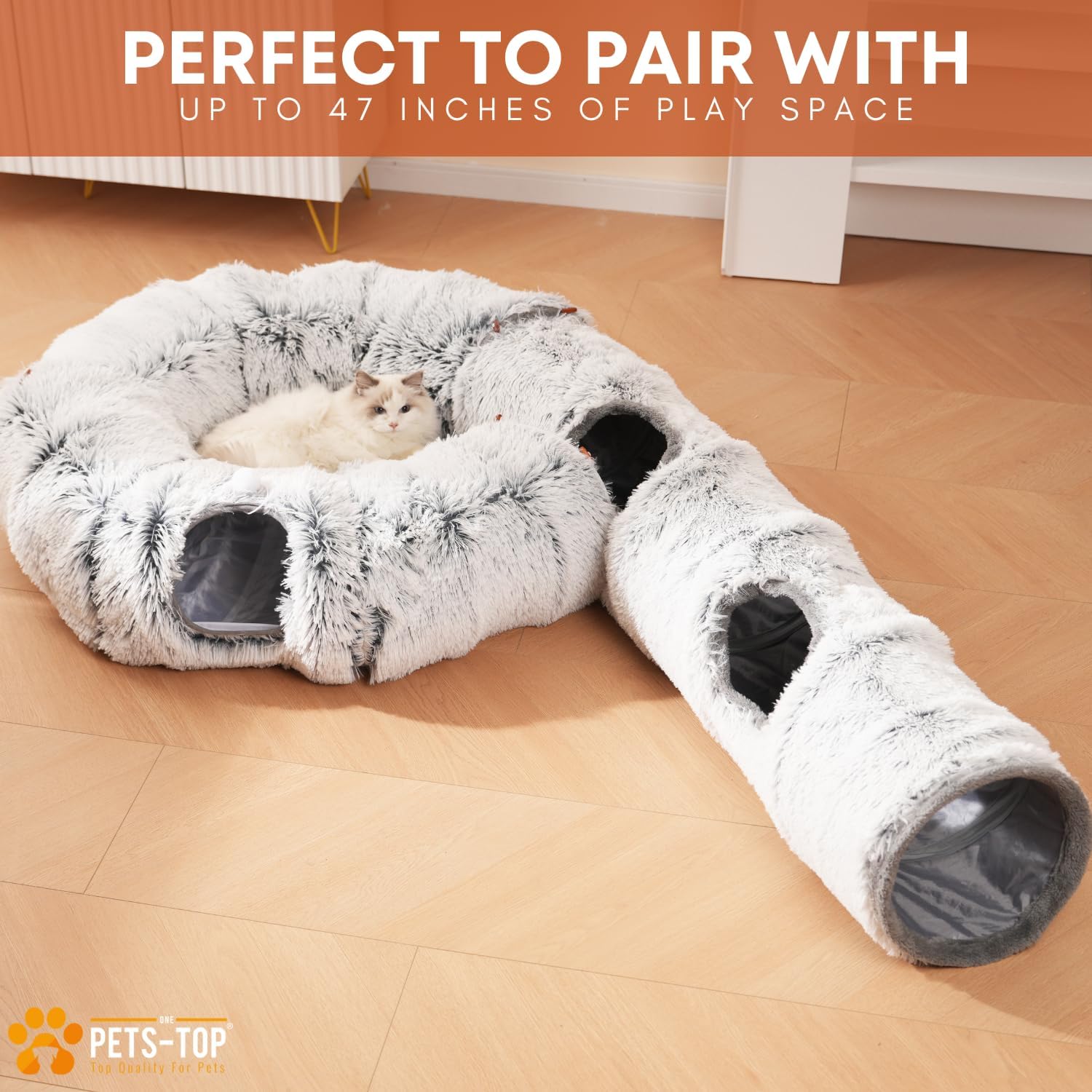 One PETS-TOP plush cat tunnel offers soft, cozy lounging.
