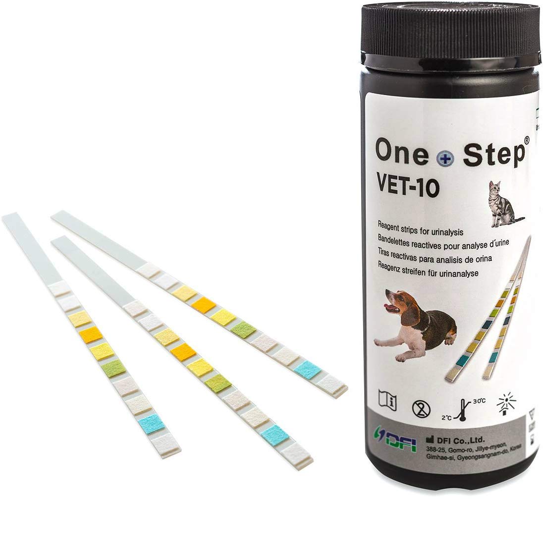 One Step pet urine strip bottle with 100 tests for home monitoring