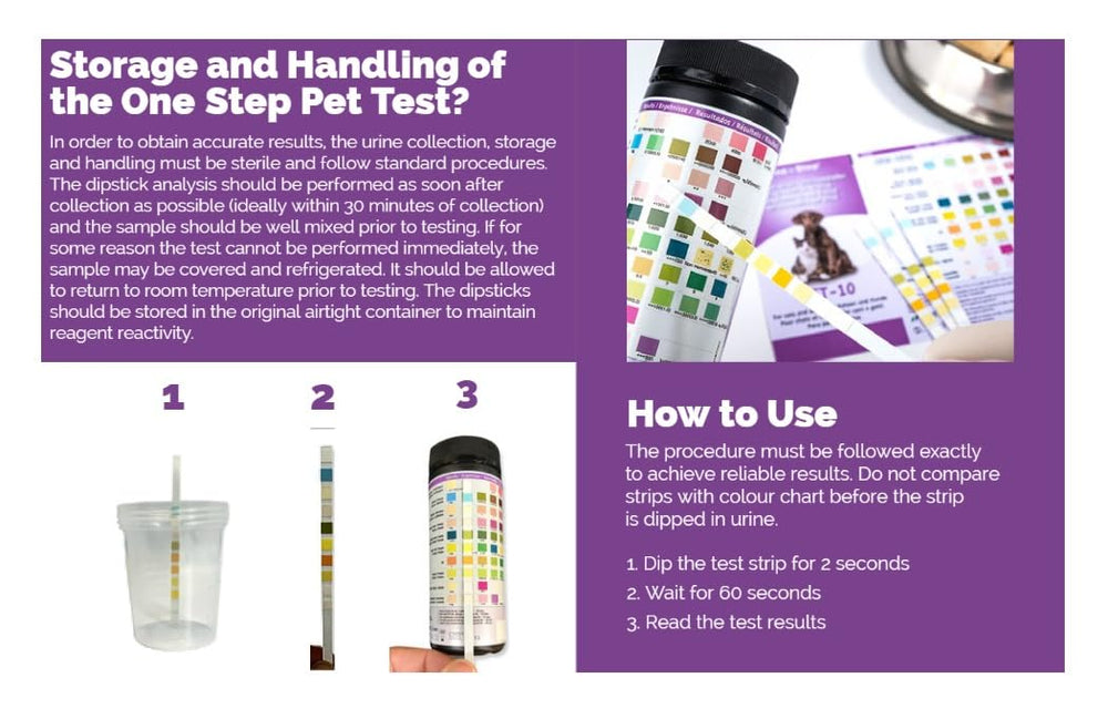 One Step pet urine strip leukocytes parameter readout for accuracy.
