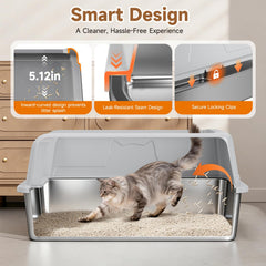 OneBug XL anti-tracking step reduces mess at box entrance.