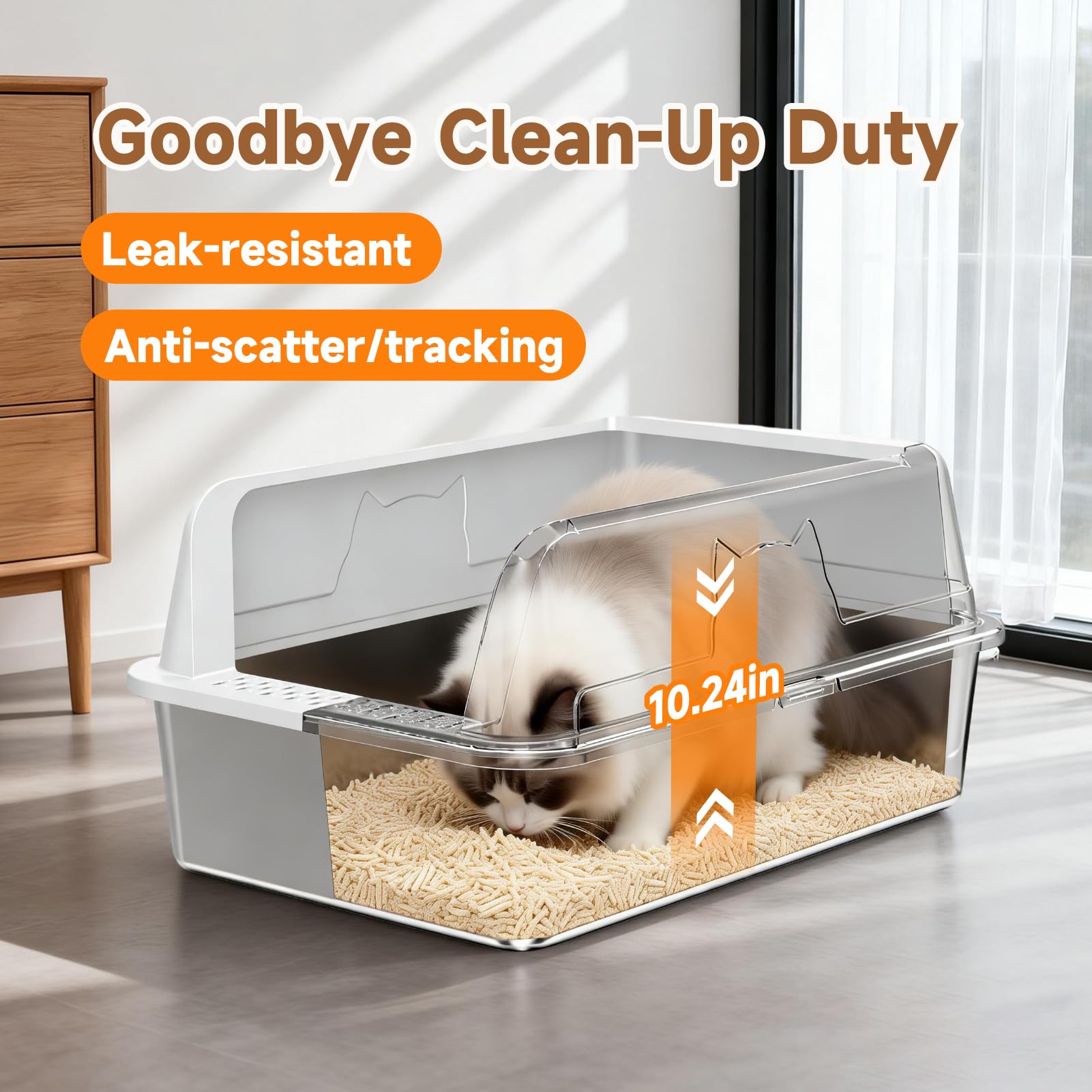 OneBug XL high walls prevent litter scatter during use.