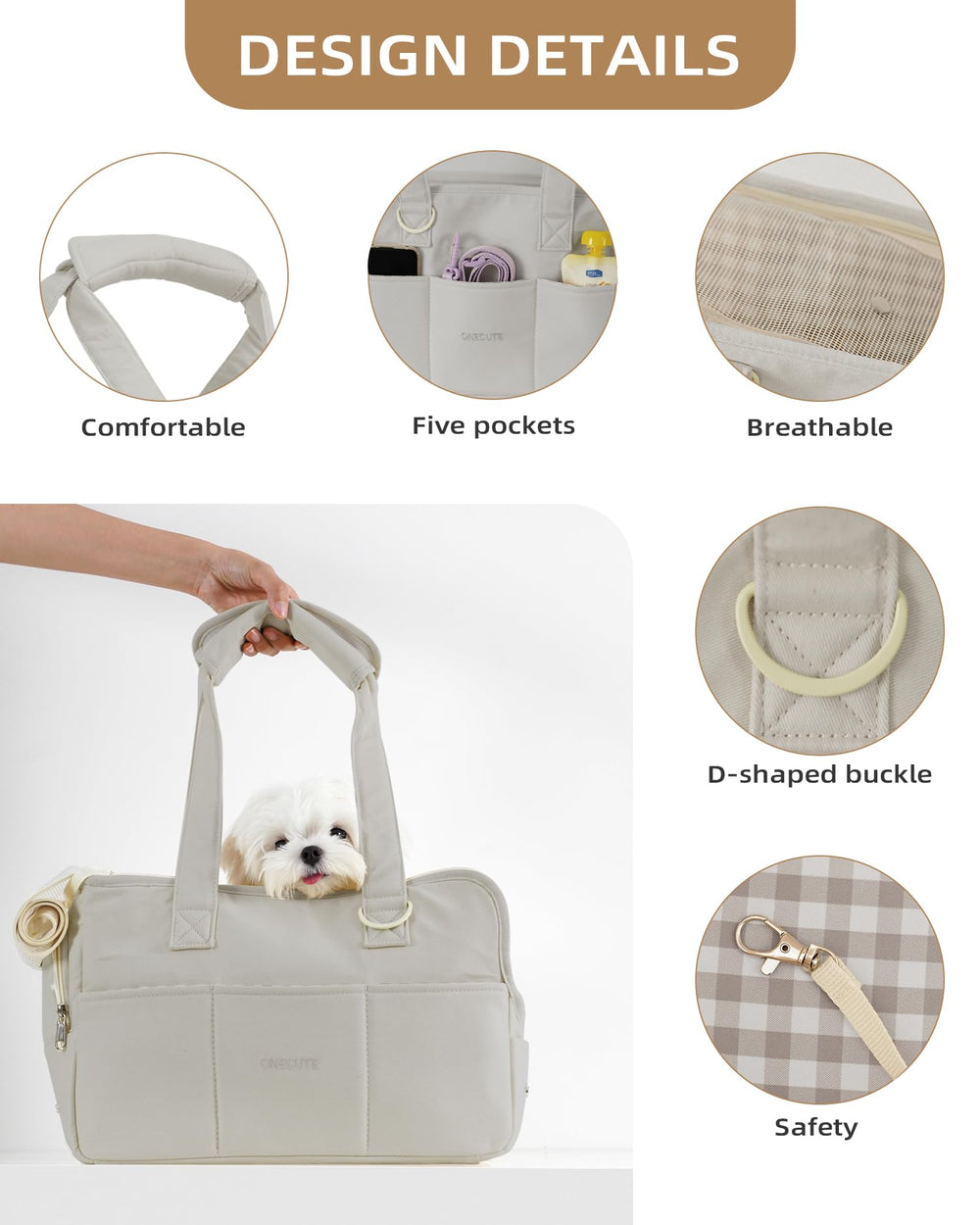 ONECUTE dog purse carrier made from high quality cotton for softness