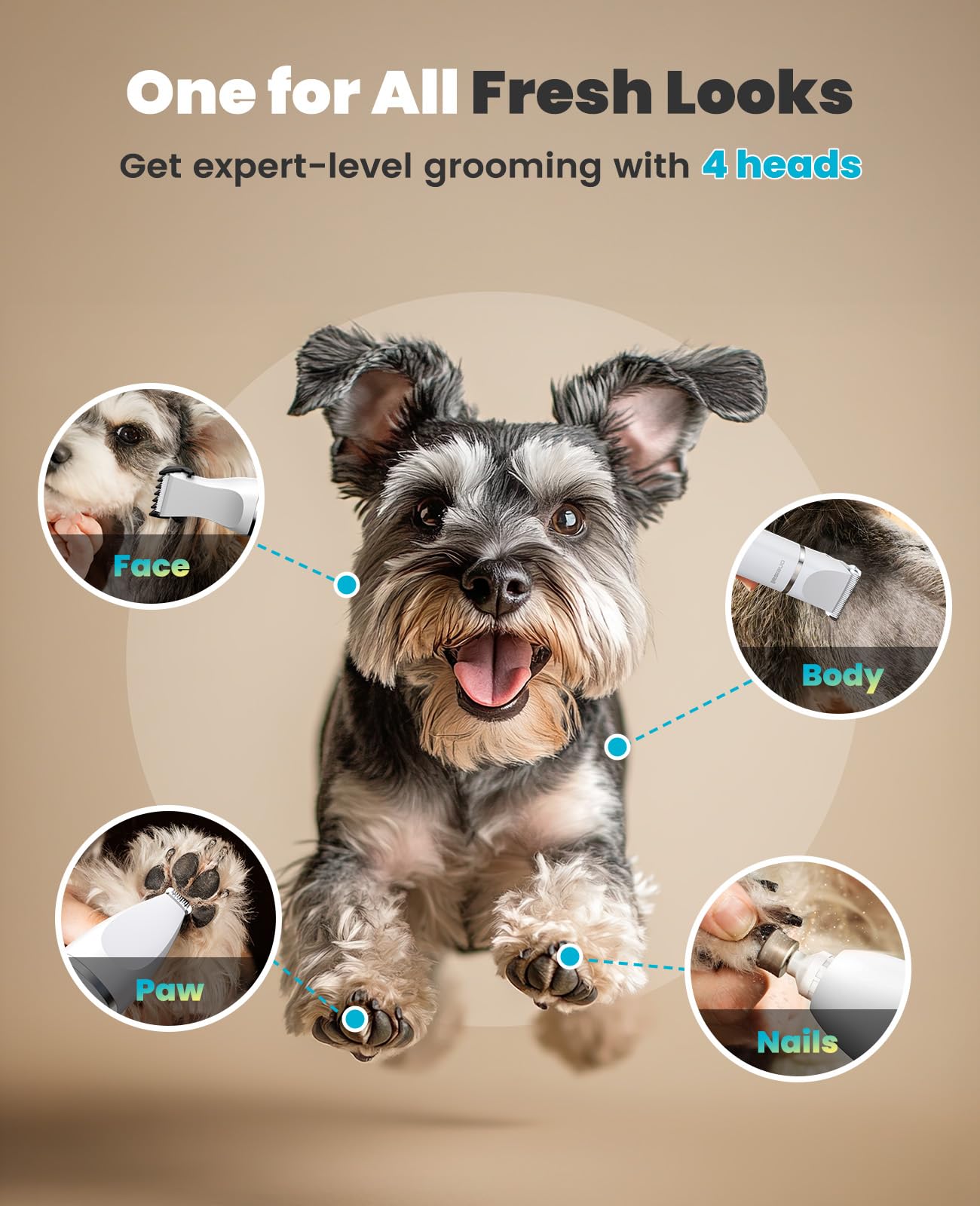 Oneisall 3-speed settings dial on dog trimmer for versatile grooming