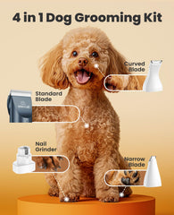 Oneisall 4-in-1 dog clippers attachments close-up highlighting diverse trimming options.