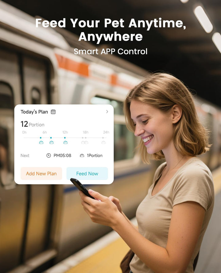 oneisall automatic cat feeder app control shows remote scheduling capabilities