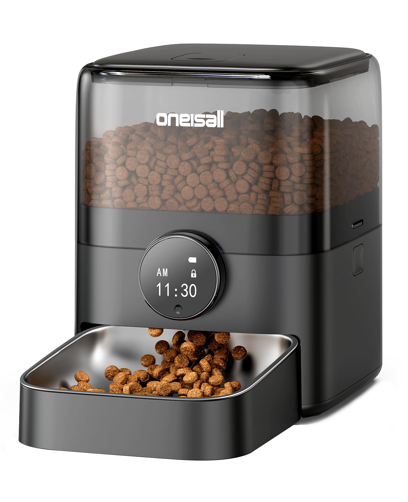 Oneisall automatic cat feeder dispensing precise meals on schedule.