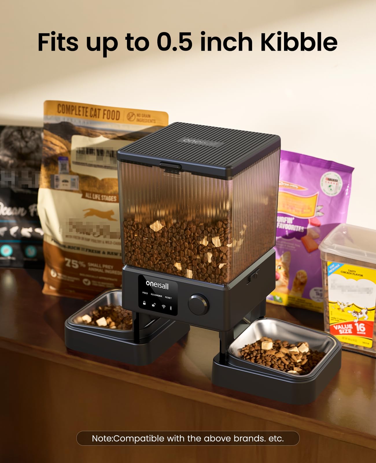 oneisall automatic cat feeder precise portion control delivering about 10 grams