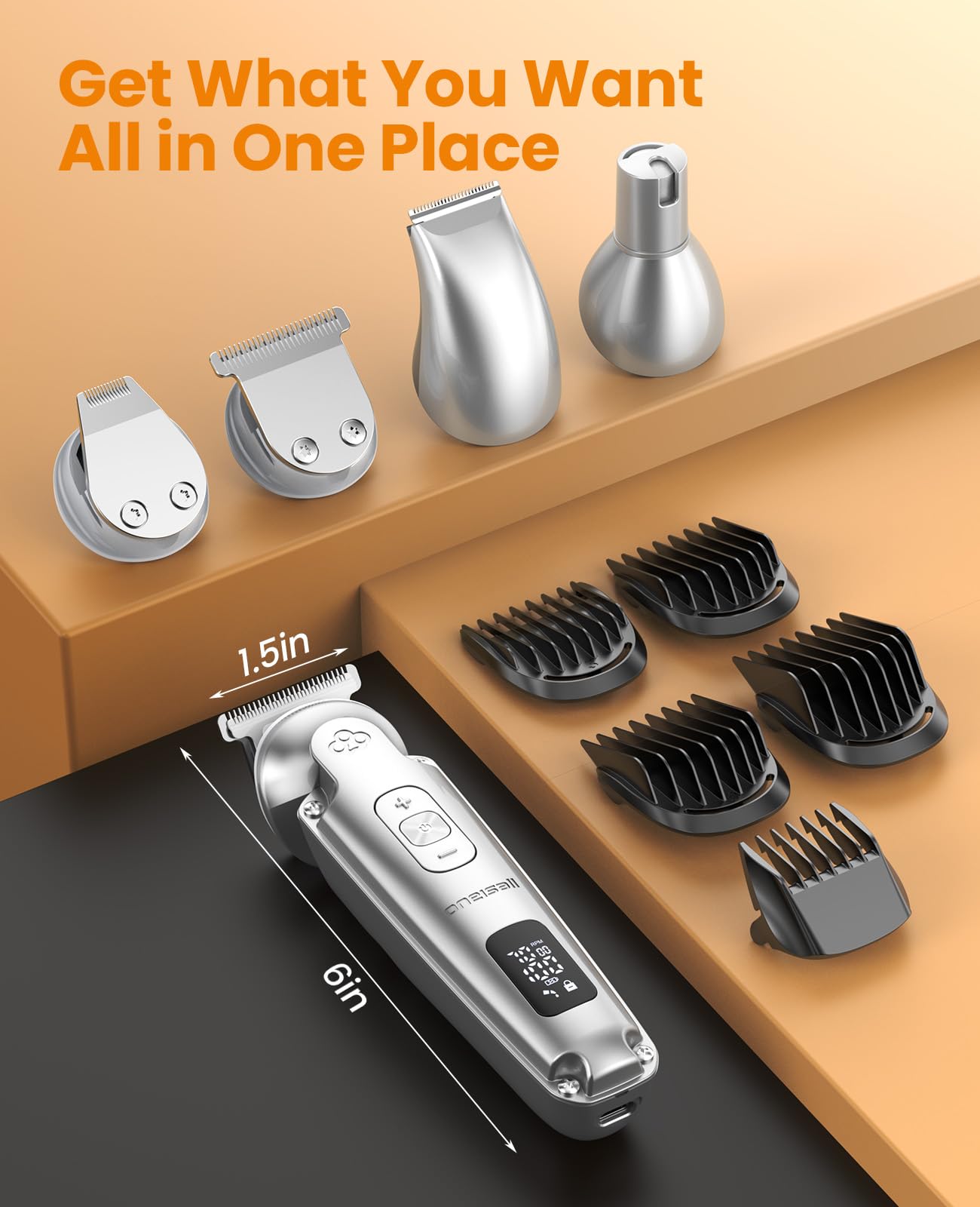 Oneisall clipper battery provides up to 2.5 hours of grooming per charge