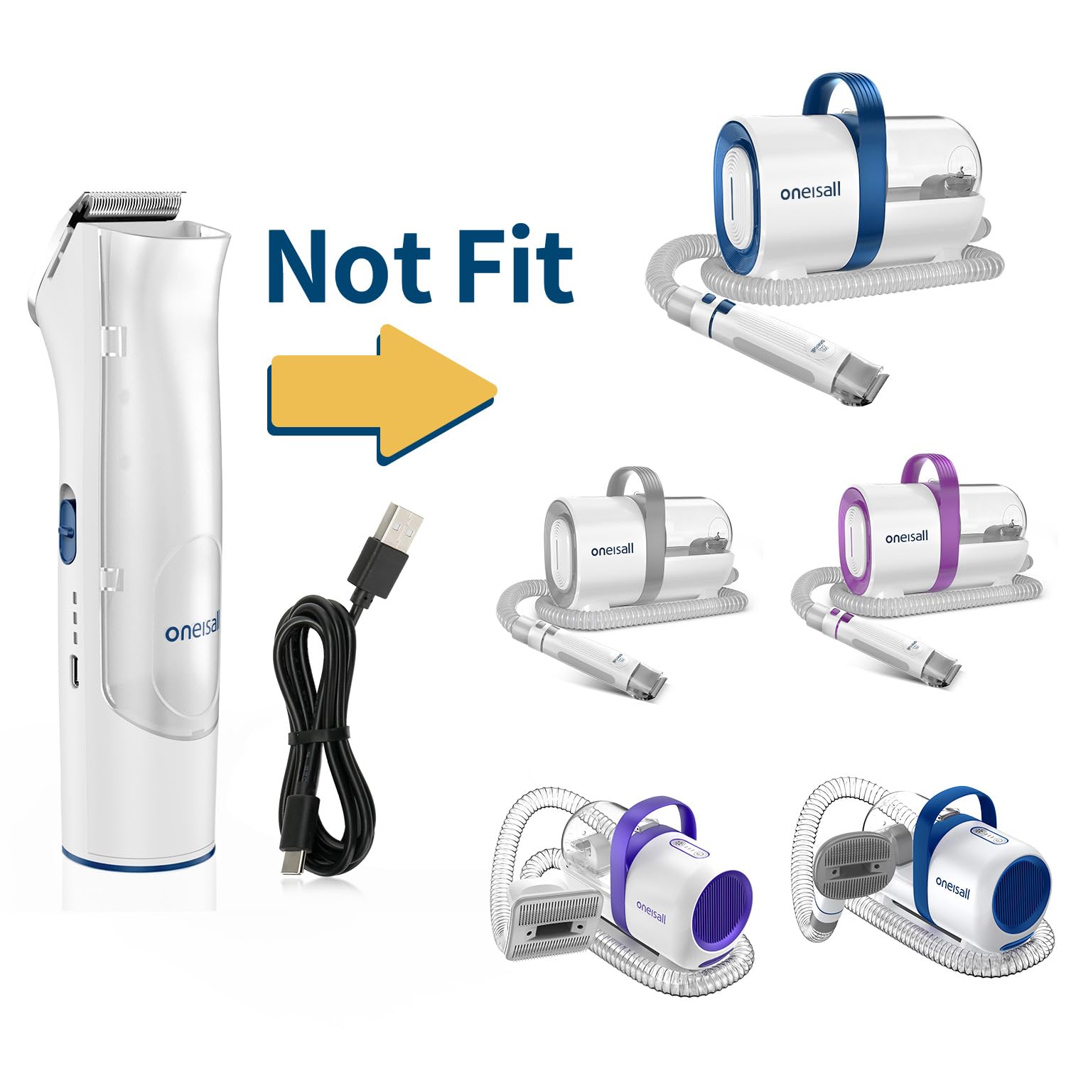 oneisall BM1 grooming vacuum clipper compatibility image showing seamless workflow