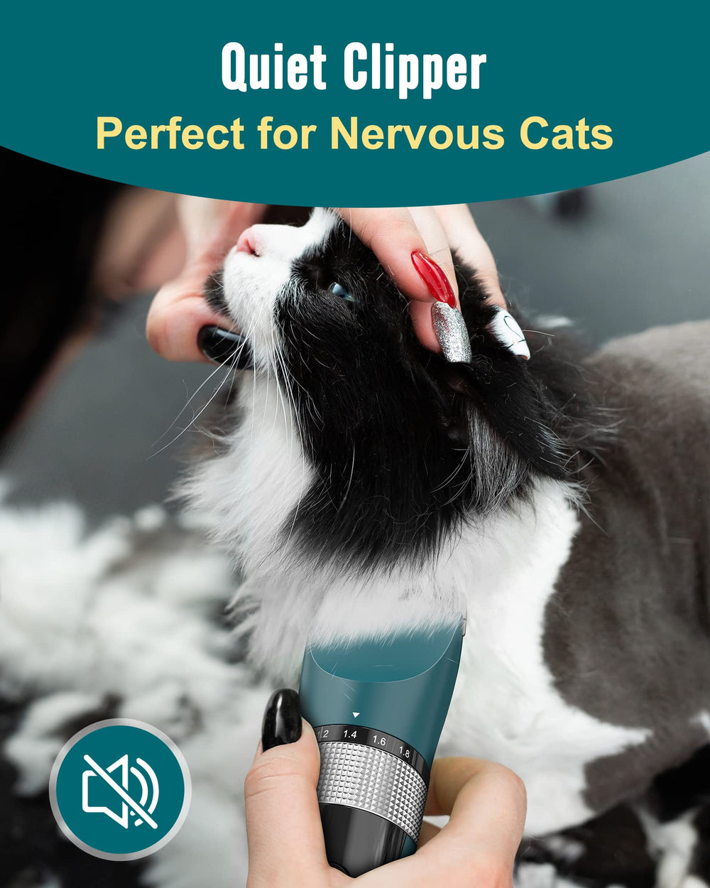 oneisall cat clippers LCD display showing battery status during grooming