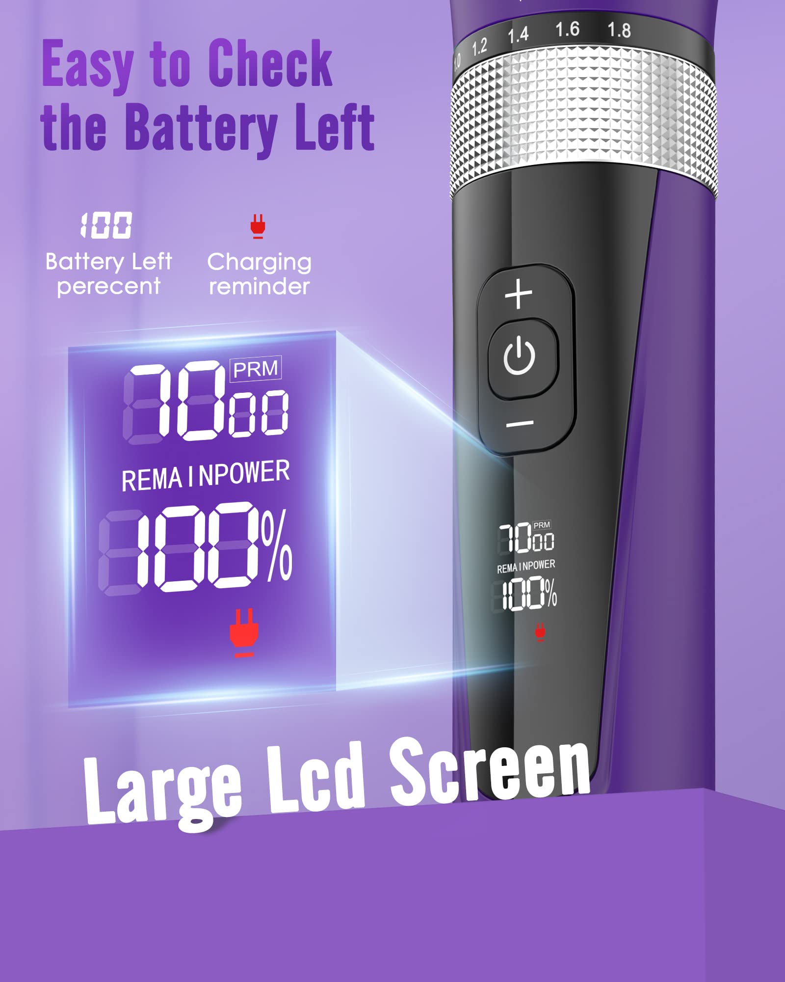 Oneisall cat clippers LCD display shows battery life clearly