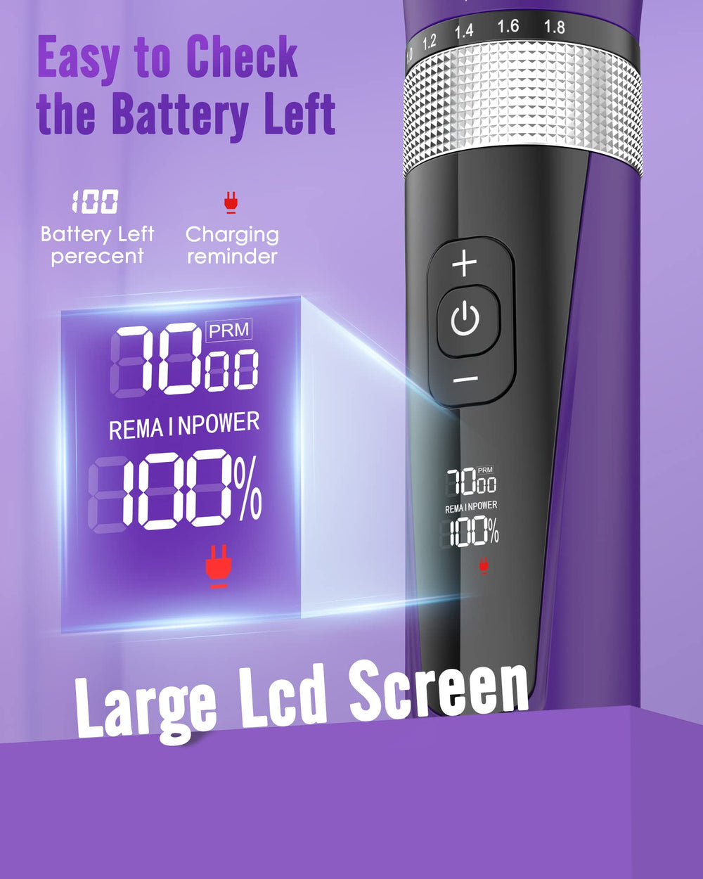 Oneisall cat clippers LCD display shows battery life clearly
